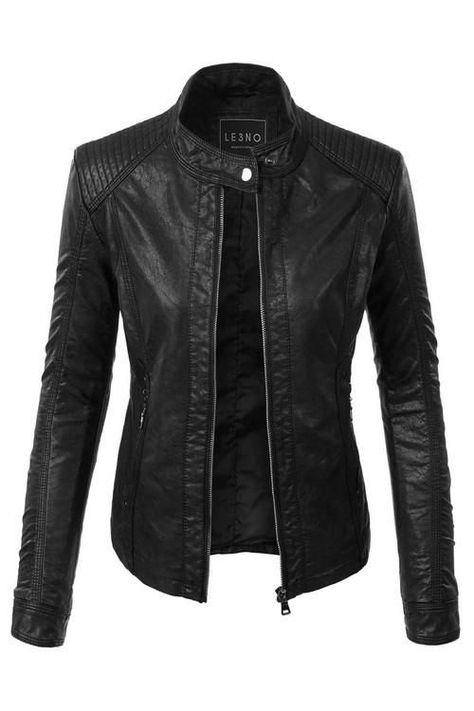 7e9e346dc5fd268b49bf418523af8679desc53204082ri Motorcycle Jacket Outfit, Fake Leather Jacket, Edgy Woman, Faux Leather Motorcycle Jacket, Moto Biker Jacket, Faux Leather Biker Jacket, Jacket With Pockets, Leather Jacket Outfits, Vegan Leather Jacket