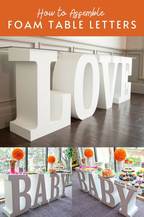 Diy Foam Letters Large, Foam Board Letters Diy, Foam Letters Diy, Foam Board Diy, Letter Blocks Decor, Baby Maverick, Diy Marquee Letters, How To Make Foam, Foam Table