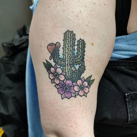 Cactus Cowboy Hat Tattoo, Cactus With Cowboy Hat Tattoo, Cactus With Cowboy Hat, Cowboy Hat Tattoo, Hat Tattoo, Bestie Tattoo, Leg Sleeve, Cactus Jack, Anniversary Trips