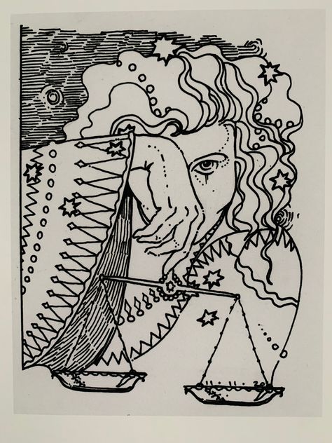 Holding the scales of Libra, this personification of the air sign has the constellation scattered across her hair and sleeves, while bold lines on pale, off-white paper gives this piece a timeless, illustrative quality. Rendered in Micron pen and reproduced here on Strathmore matte acid free paper, in archival inks. *drawing a day 11.11.2020* Hipster Tattoo, Native Tattoos, Back Piece Tattoo, Micron Pen, Scale Drawing, Salem Ma, 1 Tattoo, Art Et Illustration, Ethereal Art