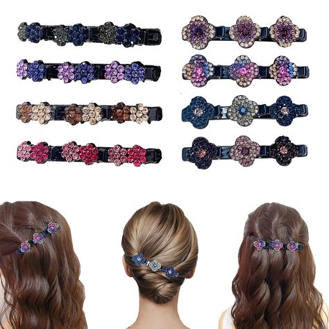 Braided Hair Clips, Hair Clip Hairstyles, Elegance Hair, Braid Clips, Hair Clips For Women, Rhinestone Hair Pin, Rhinestone Hair Clip, Clip Hairstyles, Hair Accessories Clips