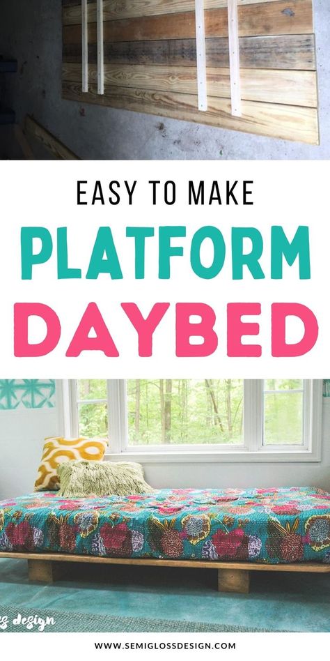 New to building furniture? You will love how easy this DIY platform bed is to build! This simple, yet modern design is perfect for so many design styles. Diy Bed Base Easy, No Bedframe Ideas, Easy Platform Bed Diy, Twin Platform Bed Diy, Diy Day Bed, Diy Bed Frame Plans, Diy Platform Bed Frame, Diy Bed Frame Easy, Platform Daybed