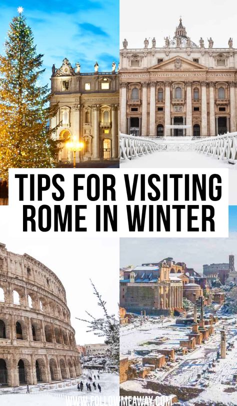 Tips For Visiting Rome In Winter | things to do in rome in the winter | seasonal guide to rome | how to travel to europe in the winter | where to stay in rome in the winter | winter guide for rome | what to do in rome in winter | how to spend winter in rome | travel tips for rome | best ways to see rome in winter | prettiest places in rome during winter | how to pack for winter in rome #rome #winterinrome #rometravel #traveltips Rome In Winter, Places In Rome, Rome Winter, Rome Trip, Visiting Rome, Things To Do In Rome, European Trip, Day Trips From Rome, Italian Travel