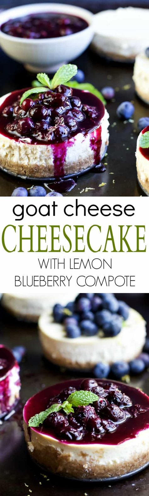 Goat Cheese Cheesecake, Goat Milk Recipes, Lemon Blueberry Cheesecake, Coconut Dessert, Fluffy Light, Goat Cheese Recipes, Blueberry Compote, Brownie Desserts, Gateaux Cake