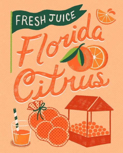 As my family prepares for an upcoming road trip to Florida, I am reminded of our road trip going south years ago. I recall the countless kitschy billboards catching our attention, urging us to stop and pick up souvenir oranges and sample fresh orange juice along the way. I love the idea of illustrating popular food in different regions, states, or countries. This could be the beginning of a series! Fresh & Fruity #wearedrawntogether Hosted by: @winkandwonder and @roymeister . . . #floridaora... Road Trip To Florida, Trip To Florida, Fresh Orange Juice, Mixed Art, Drawn Together, Fruit Stand, Florida Oranges, Popular Food, Fruit Stands