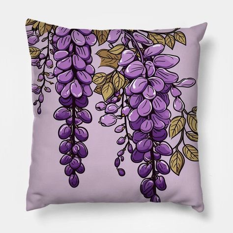 wisteria doodle, purple dangling flowers - Wisteria Doodle - Pillow | TeePublic Wisteria Doodle, Wisteria Flower Drawing, Flower Drawing Simple, Dangling Flowers, Wisteria Plant, Wisteria Flower, Drawing Simple, Flower Artwork, Flower Pillow