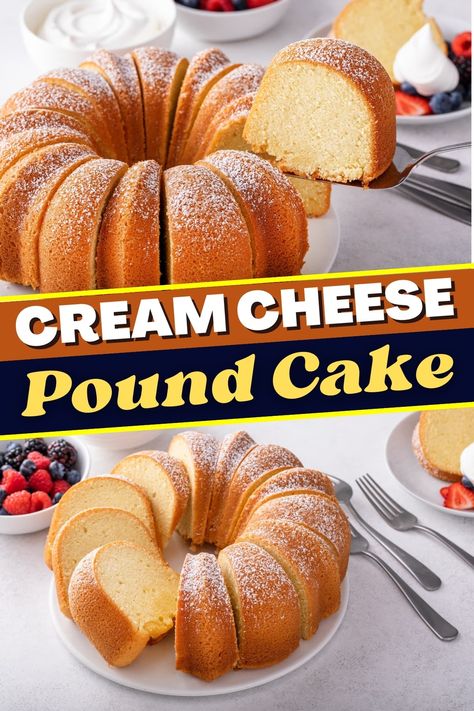 This cream cheese pound cake is sweet, moist, and delicious! The addition of cream cheese adds a tang to take traditional pound cake over the top. Cream Cheese Pound Cake Recipe With Cake Flour, Cake Flour Pound Cake Recipe, Grandma's Pound Cake Recipe, Traditional Pound Cake, 7up Cake, Cake Flour Recipe, Bunt Cake Recipe, Cake Easy Recipe, Cream Cheese Bundt Cake