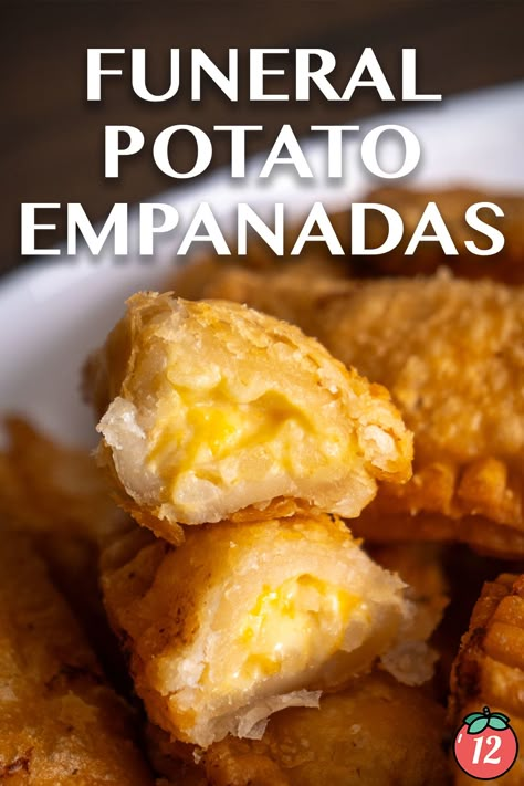 Funeral Potato Empanadas | 12 Tomatoes Large Side Dishes, Sides For Meals, Awesome Sandwiches, Potato Empanadas, Party Munchies, Christmas Party Foods, Side Dishes Potatoes, Mexican Ideas, Potato Casseroles