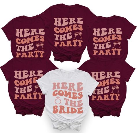 PRICES MAY VARY. Here Comes The Party T-Shirt , Bride Squad Shirts, Team Bride Tribe T-Shirt, Maid Of Honor Bride To Be Shirt, Bachelorette Party Getting Ready Outfits, girls trip 2023, family vacation. Matching best friends, family shirt for oldest, middle and youngest sister. Here come the bride shirt PERFECT FOR: bride getting ready outfits lets go girls perfect for bachelorette party, future Mrs; bride to be; maid of honor; bridesmaids; team bride tribe; family, father, mother of the bride. Wine Shirts Funny Bachelorette, Baby Blue Bachelorette Shirts, Bachlorette Party Nashville Shirts, I Do Crew Bachelorette Shirts, Bachelorette Tshirts Country, Most Likely To Bachelorette Party Shirts, Bridal Shower T Shirts Bachelorette, Country Song Themed Bachelorette Party Shirts, Bridal Party Tshirts I Do Crew