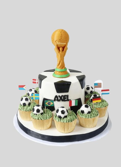 World Cup Birthday Cake Ideas Images (Pictures) World Cup Trophy Cake, World Cup Birthday Cake, World Cup Birthday Party, Venom Birthday, Trophy Cupcakes, Marvel Cake, World Cup Trophy, Baker Cake, Cake Designs Images