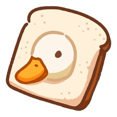 Duck With Bread Drawing, Duck Illustration Cute, Little Duck Drawing, Cute Duck Illustration, Duck Draw, Duck Bread, Cute Duck Drawing, Duck Drawings, Bread Cute