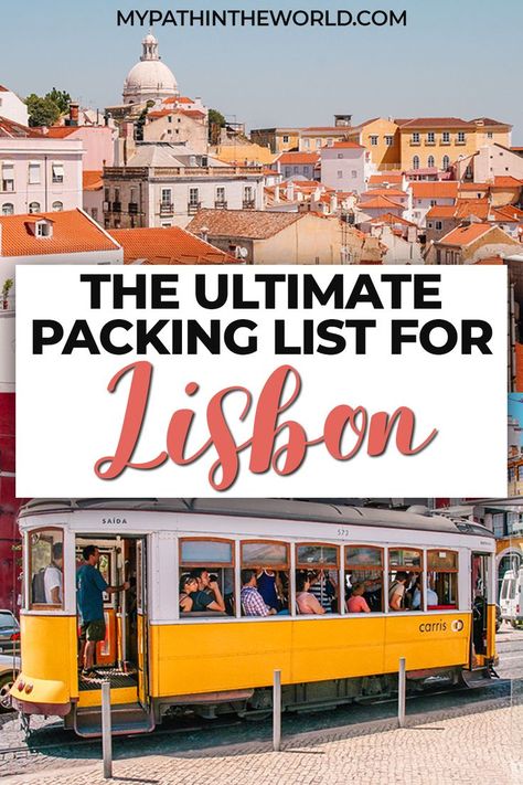 Lisbon packing list: What to pack for Lisbon and what to wear in spring, summer, fall, or winter (a useful travel guide) What To Wear In Lisbon In April, Portugal Travel Outfit Winter, Lisbon Outfits Winter, Lisbon Spring Outfit, Portugal In The Fall, Lisbon Outfit Ideas, What To Pack For Portugal In October, Packing For Portugal In The Fall, What To Wear In Lisbon In October