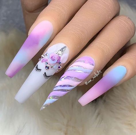 Unicorn Nails Designs Nailart, Notpolish Nails, Unicorn Nails Designs, Unicorn Nail Art, Gel Paint, Make Up Inspiration, Unicorn Nails, Cute Acrylic Nail Designs, Glow Nails