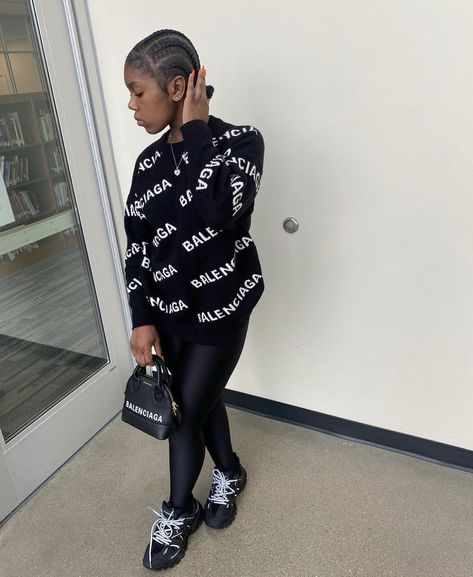 Balenciaga Shirt Outfit, Balenciaga Sweater Outfit, Balenciaga Track Outfit Woman, Balenciaga Track Outfit, Balenciaga Outfit, Track Outfits, Balenciaga Shirt, Boujee Outfits, Swag Outfits For Girls