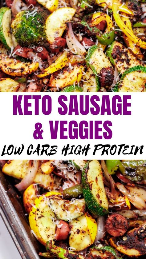 KETO SAUSAGE & VEGGIES Keto Sausage And Zucchini Recipes, Paleo Polish Sausage Recipes, Keto Sausage Dinner Ideas, Keto Sausage Stir Fry Recipes, Keto Polish Sausage And Broccoli Recipes, Keto Sausage Sheet Pan, Keri Sausage Recipe, Low Carb Kalbasa Dinner Recipes, Low Carb Recipes With Italian Sausage