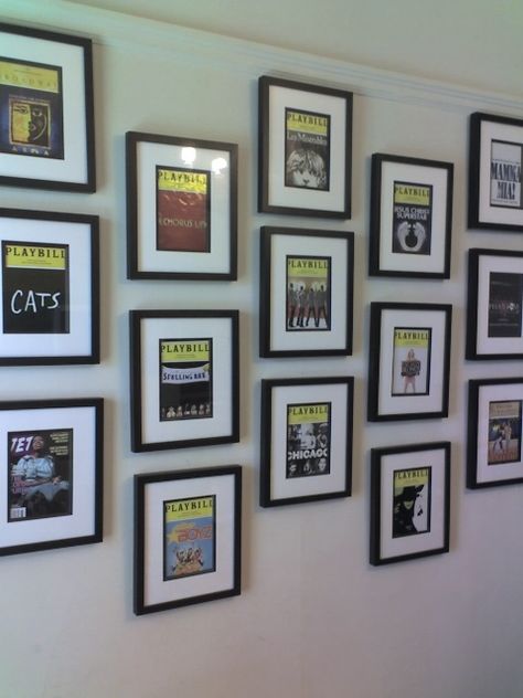 re: Playbill Wall Questions (BroadwayWorld.com) Playbill Wall Display, Playbill Display Ideas Wall Art, How To Display Playbills, Autograph Display Ideas, Displaying Playbills, Broadway Playbills Display, Framed Playbills, Broadway Room Decor, Playbill Display Ideas