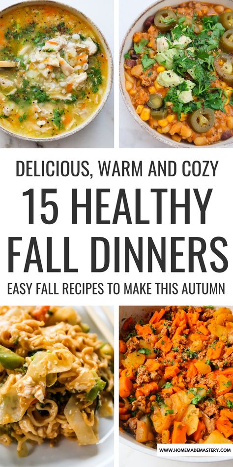 Fall Recipes Vegetables, Comforting Healthy Dinner, Easy Fall Recipes Dinner Healthy, While Food Dinner, November Meals Dinners, Easy Healthy Fall Meals, Low Calorie Fall Dinners, Healthy Autumn Recipes Dinners, Easy Dinner Recipes Fall