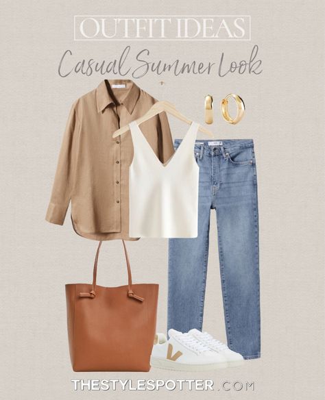 Linen 100% shirt curated on LTK Tan Linen Shirt Outfit, Khaki Shirt Outfit Women, Tan Shirt Outfit, Beige Shirt Outfit, Hermes Bag Outfit, Work Outfit Jeans, California Wardrobe, Old Money Outfit Summer, Veja Sneakers Outfit