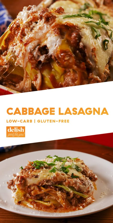 This low-carb lasagna will make you forget ALL about pasta. Get the recipe at Delish.com. #recipe #easy #easyrecipe #lowcarb #lowcarbdiet #lowcarbrecipes #italian #cheese #cabbage #groundbeef #dinner #dinnerrecipes #glutenfree #glutenfreediet #glutenfreerecipes Cabbage Keto, Keto Lasagne, Cabbage Lasagna, Recipes Cabbage, Keto Cabbage, Low Carb Lasagna, Keto Lasagna, Resep Diet, Vegan Keto