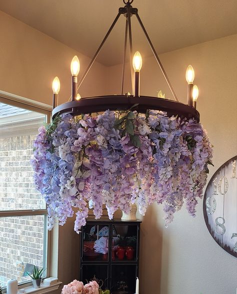 Wisteria Canopy Bed, Lavender And Periwinkle Wedding, Wisteria Decorations, Wisteria Room Decor, Lavender Chandelier, Deepavali 2024, Wisteria Wedding Decor, Wisteria Ceiling, Wisteria Chandelier