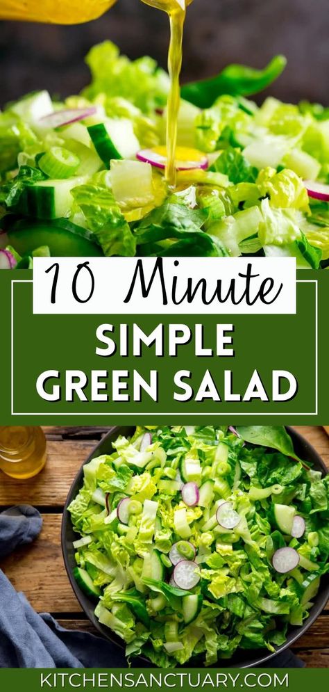 Good Green Salad Recipes, Salad Recipes Leafy Greens, Delicious Green Salads, Green Vegetable Salad Recipes, Green Salad Recipes For Dinner, Lettuce With Vinegar And Oil, Best Green Salads Ever, Salad Easy Quick, Side Salad Recipes Simple