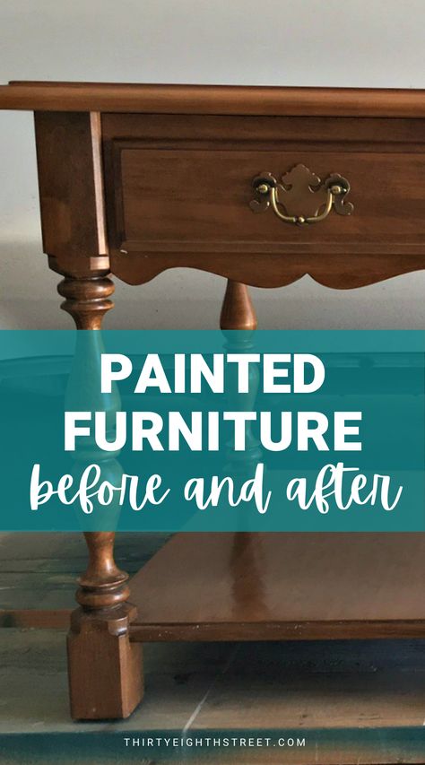 How To Paint End Tables, Popular Nightstand Colors, Nightstand Makeover Before After, Refinished Nightstand Before And After, Painted Side Tables Ideas, Before And After Painted Furniture, Painted Night Stands Diy, Painted Furniture Before And After, Painting Bedside Tables Ideas