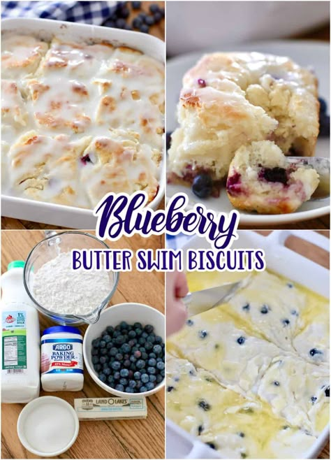 These Blueberry Butter Swim Biscuits are the easiest and best homemade blueberry biscuits. No biscuit cutter needed! Perfect for breakfast or dessert! Butter Swim Blueberry Biscuits, Homemade Blueberry Biscuits, Blueberry Buiscits Recipes, Blueberry Swim Biscuits, Sweet Blueberry Biscuits, Blueberry Butter Swim Biscuits, Blueberry Biscuits Recipe, Home Made Biscuits, Butter Swim Biscuits