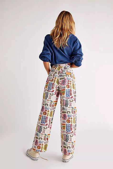 Women's Designer Jeans: Skinny, Denim, Straight Leg & More | Free People | Free People Pop Art Outfit, Outfit Ideas For Teens, Maximalist Outfits, Back To School Outfit Ideas, Statement Jeans, School Outfit Ideas, Barrel Jeans, Back To School Outfit, Jeans Free People