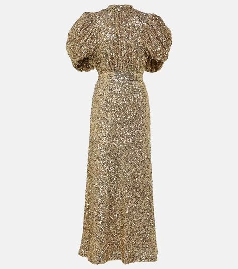 Designer Clothing for Women | Mytheresa Rotate Birger Christensen, Birger Christensen, Sequins Dress, Glamorous Style, Evening Outfits, Going Out Outfits, Maxi Dress With Sleeves, Gold Dress, High Neckline