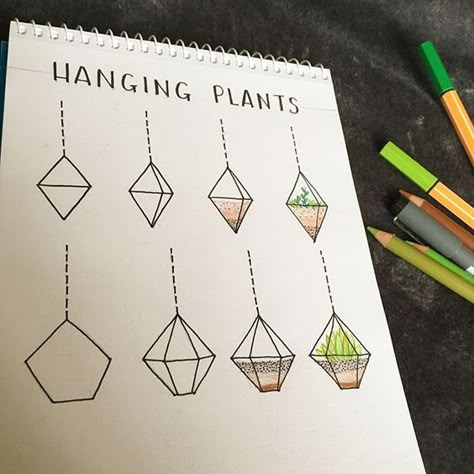 36 Simple Doodles You Can Easily Copy in Your Bullet Journal - Simple Life of a Lady Cute Hanging Plants, Plant Doodle, Bullet Journal Notes, Habit Tracking, Doodle Art Drawing, Bullet Journal Mood, Bullet Journal Aesthetic, Bullet Journal Notebook, Black Pigment