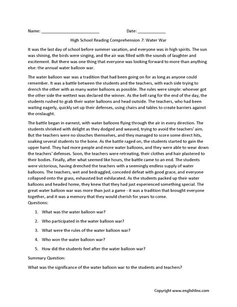 Middle School Reading Worksheets, Reading Comprehension 6th Grade, Grade 7 Reading Comprehension, Grade 7 Reading Comprehension Worksheets, Grade 6 Reading Comprehension Worksheets, 7th Grade Reading Comprehension, Poetry Comprehension Worksheets, High School Reading Comprehension, Worksheets High School