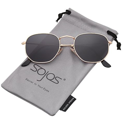 SOJOS Small Classic Square Hexagon Polygon Sunglasses for Men and Women Mirrored Lens SJ1072 SJ1077 With Gold Frame/Grey Lens Sojos Sunglasses, Safari Outfit, Hexagon Sunglasses, Reflective Sunglasses, High Fashion Accessories, Outfits Hombre, Cat Eyes, Sunglasses For Men, Oversized Sunglasses