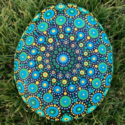 Hand Painted In Los Angeles Acrylic On 3.5” Hand Picked River Rock With Matte Overcoat. I’m A 23 Year Old Artist Saving To Go To Medical School. Painted River Rocks, Diy Rock Art, Mandala Rocks, Painting Rocks, Hand Painted Stones, Rock Painting Designs, Painting Designs, Mandala Stones, Rock Painting Art