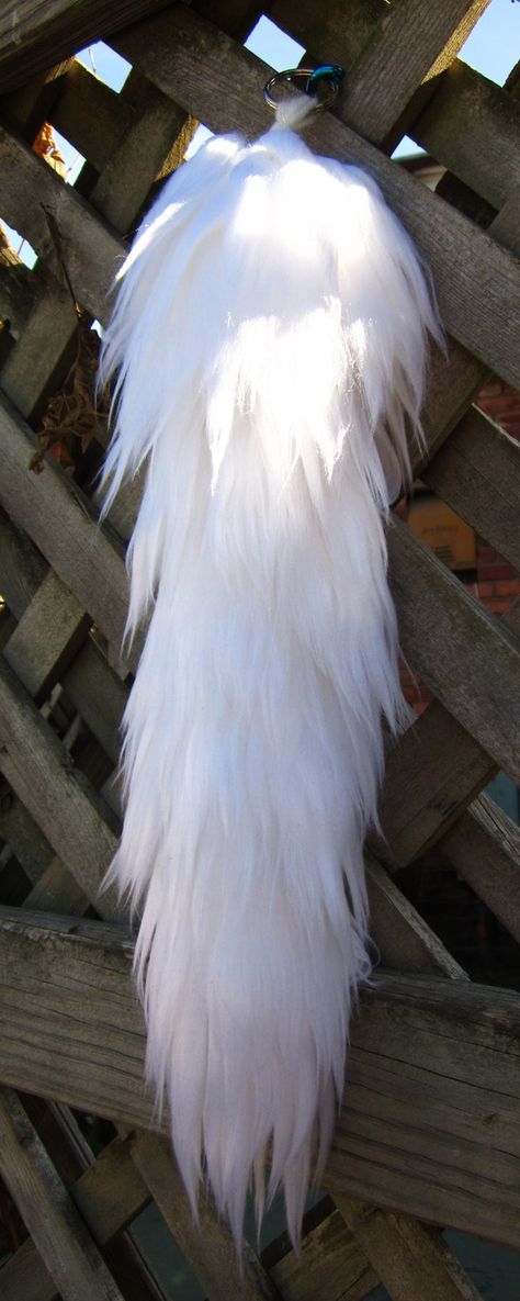 White Yarn Tail 2 by SapphireIceAngel.deviantart.com on @DeviantArt Fluffy Tail, Feathered Dragon, Wolf Tail, Animal Tails, Dragon Tail, Cat Tail, White Fox, White Tail, White Wolf