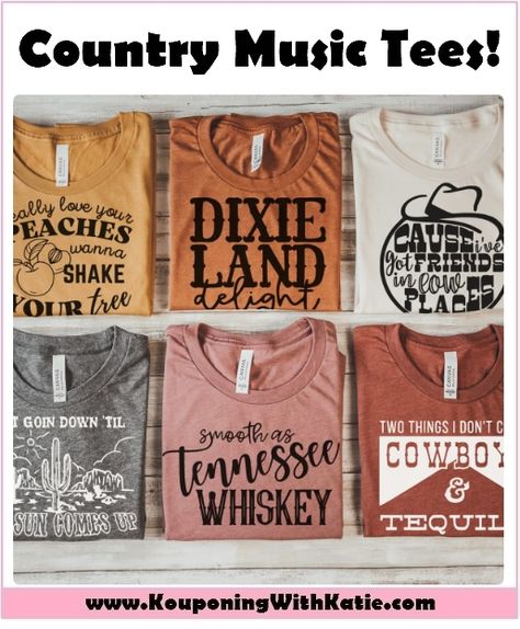 Here's a great one for you! These super soft, super cute Country Music Lyrics shirts are on sale right now from $30 down to just $15.99 delivered! That's an awesome savings, and these would be great for gifts as well. Grab yours here, while supplies last! Country Music Lyrics Tees Country Shirt Ideas, Country Tshirt Ideas, 90s Country Fashion, Country Music Shirt Ideas, 90s Country Party, Country Song Shirts, Country Song Lyric Shirts, Country Music Cricut Shirts, Jesus And Country Music Shirt