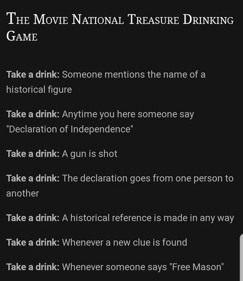 National Treasure Party, Treasure Party, Drinking Game, National Treasure, Drinking Games, Declaration Of Independence, Favorite Things, Party Ideas, Historical Figures