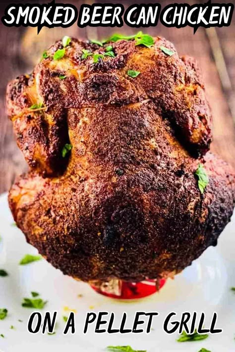 Smoked Beer Can Chicken On Pellet Grill Beer Can Chicken In The Oven, Smoked Beer Can Chicken, Roaster Recipes, Grilled Whole Chicken, Chicken Oven, Can Chicken Recipes, Beer Chicken, Can Chicken, Moist Chicken