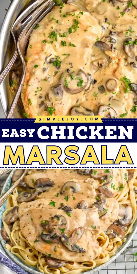 Chicken Marsala is the best 30 minute meal. It is so creamy and with my simple tips it is much easier than the traditional dish. This is a great one pan chicken dinner! Chicken Marsala Easy Simple, One Dish Chicken Meals, Baked Chicken Marsala, Chicken Marcella, Best Chicken Marsala, Easy Chicken Marsala Recipe, One Pan Chicken Dinner, Easy Chicken Marsala, Creamy Chicken Marsala