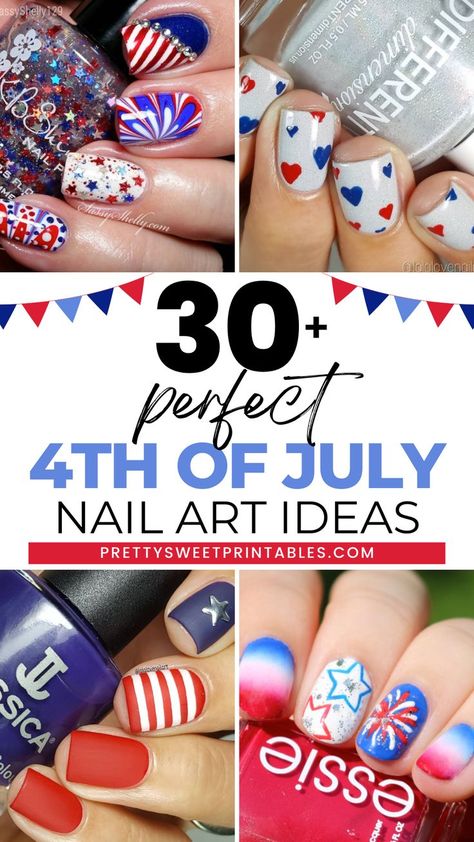 4th of July nails Firework Nail Art, Patriotic Nails Design, Firework Nails, Patriotic Nails, Fourth Of July Nails, Fingernail Designs, 4th Of July Nails, July Nails, Simple Nail Designs