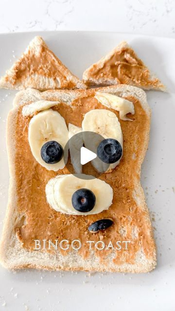 Kirsty on Instagram: "BINGO TOAST…  Do you have @officialblueytv obsessed little one, and fancy earning some serious Mum points? Then why not make them some Bingo toast.   It’s super simple to make and uses only: Two slices of bread (toasted); Peanut butter; A banana; and  Blueberries  #bingo #bluey #blueyandbingo #breakfast #funbreakfast #kidsmeals #kidsbreakfast #recipe #mumlife #mumhack #mumpoints #toddlermum #toddlermom" Bingo Toast, Bingo Bluey, Peanut Butter Toast, Peanut Butter Sandwich, Bread Toast, Toddler Food, Toddler Mom, A Banana, Slice Of Bread