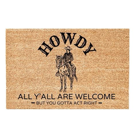 Welcome your guests with a touch of rustic charm and modern flair! Introducing our Modern Western-themed Doormat - the perfect blend of style and frontier spirit for your doorstep. 🌟 Key Features: 🤠 Western Chic: Embrace the rugged elegance of the Wild West with a contemporary twist. Our doormat features a stylish combination of classic western motifs and modern design elements. 🏡 Inviting Entryway: Set the tone for your home with a warm and welcoming entrance. The durable coir material effec Western Home Decor Modern, Western Front Porch Ideas, Western Porch Ideas, Western House Decor, Western Apartment, Cowboy Art Western, Cowboy Funny, Western Motifs, Ranch House Decor