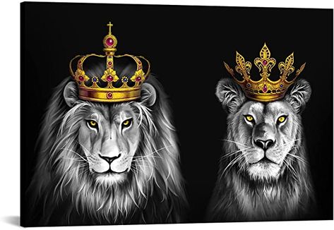 Couple Artwork, Romantic Artwork, Bedroom Artwork, Animal Canvas, King Queen, Lion King, Modern Bedroom, Modern House, Canvas Wall Art