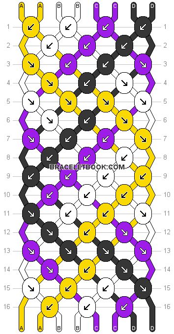 Normal Pattern #25617 | BraceletBook.com Nonbinary Bracelet Pattern, Pride Flag Friendship Bracelet Pattern, Pride Friendship Bracelet Pattern, Pride Bracelet Pattern, Nonbinary Bracelet, Thread Bracelets Patterns, Pride Bracelets, Lgbt Bracelet, Triangle Wave