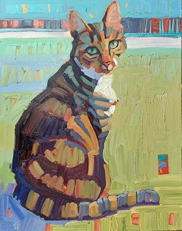 Kitty O 14x11x1.5 GW Oil on Panel by Rene' Wiley by Rene Wiley Original Paintings, Oil, 14 x 11 x 1.5 Rene Wiley, Cat Portrait Painting, Paintings Oil, Pet Portrait Painting, Gallery Artwork, Chickens And Roosters, Art Masters, Cat Portraits, Cat Painting