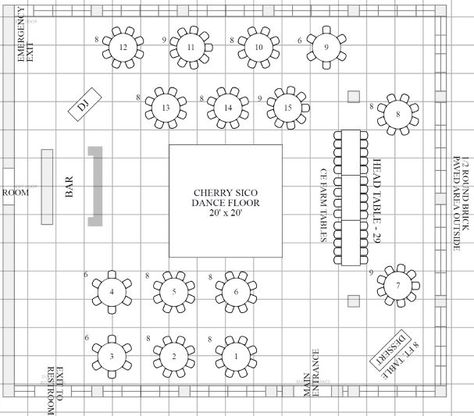 This reception had 150 guests with a plated dinner and a DJ.  There was a wood dance floor. Wedding Reception Floor Plan, Reception Floor Plan, Reception Plan, Wood Dance Floor, Wedding Planner Job, Plated Dinner, Event Seating, Reception Layout, Bar Dance