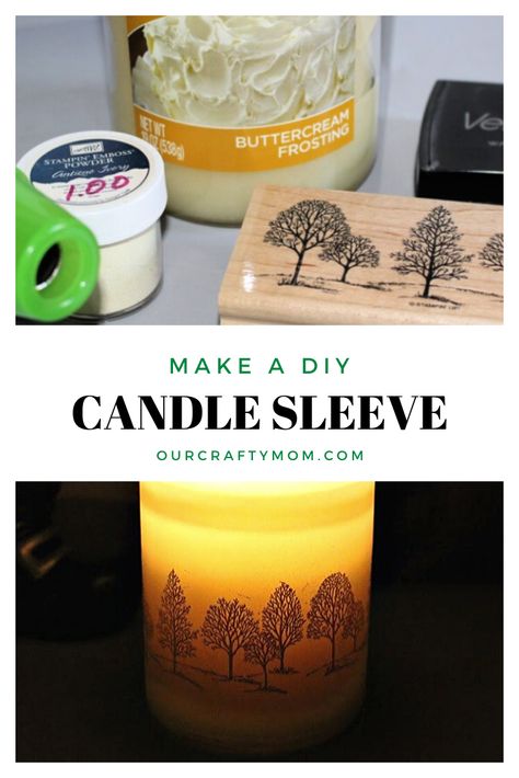 Make a beautiful DIY Candle Sleeve just in time for holiday gift giving and be sure to enter the Bath & Body Works Giveaway! #ourcraftymom #diycandlesleeve #getstuffed #candlesleeve Decorating Flameless Candles Diy, Candle Wraps Cricut, Bhg's Best Diy Ideas, Can You Mudge Podge On The Tall Flameless Candles, Bath And Body Works Candles Reuse Diy, Bath And Body Candle Jars Reuse, Reuse Bath And Body Works Candle Jars Diy Crafts, Upcycle Bath And Body Works Candle Jars, Candle Wraps