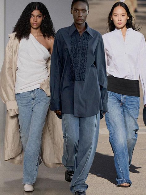 Every Major Denim Trend to Know for Spring 2024 Barrel Jeans, Indigo Jeans, Upgrade Your Wardrobe, Trend 2024, Runway Trends, Denim Trends, Midi Skirts, Spring 2024, Dark Wash Jeans