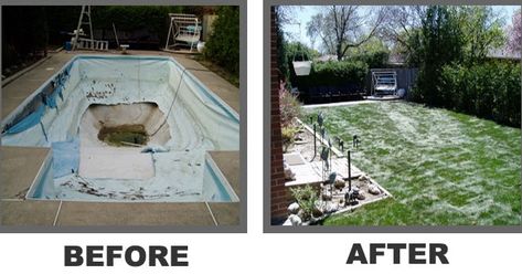 Filling In An Inground Pool, Pool Conversion Ideas, Swimming Pool Removal, Underground Water Tank, Pool Conversion, Pool Makeover, Underground Pool, Hall Ideas, Retirement Ideas