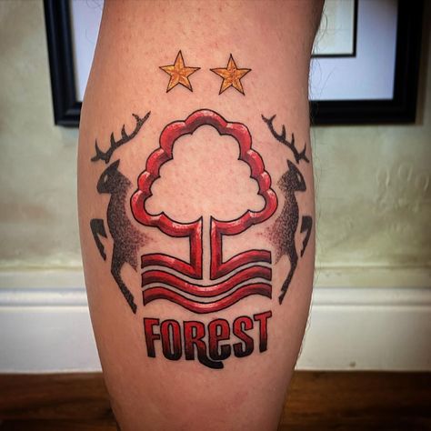 Nottingham Forest Tattoo, Nottingham Forest Fc, Forest Logo, Forest Tattoo, Club Tattoo, Forest Tattoos, Back At It Again, Nottingham Forest, Pixel Art Pattern