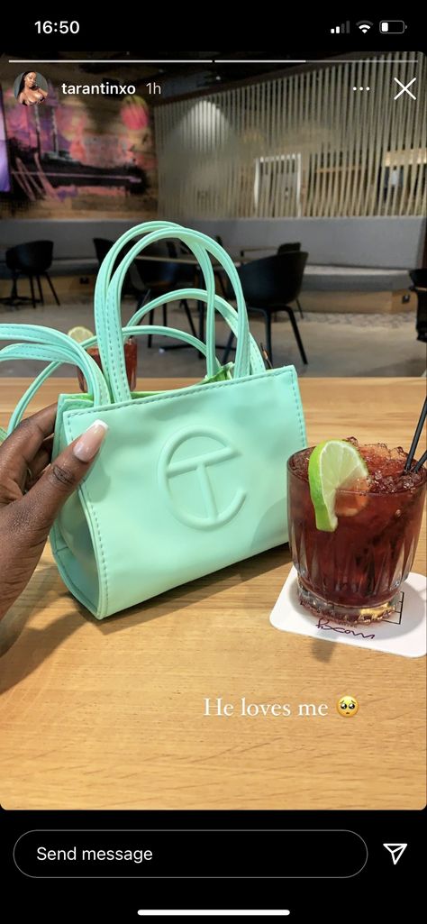 Telfar Bag Aesthetic, Telfar Lavender, Green Telfar, Telfar Bags, Teal Purse, Telfar Bag, Girly Fits, Shoes Sneakers Jordans, Handbag Essentials